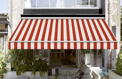 Sauleda Kırmızı Beyaz Çizgili Tentelik Kumaş Rojo -N 2212 - 2