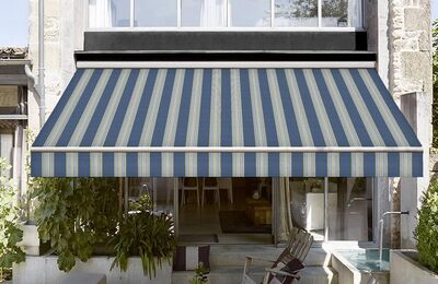 Sauleda Sarı Mavi Çizgili Tentelik Kumaş Miami 2702 - 2